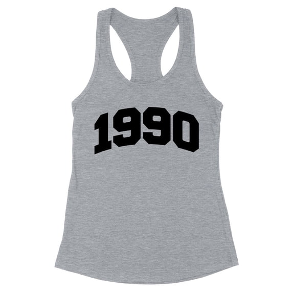 1990 College Style Tank Top Fitted Racerback Women's Small Heather Grey