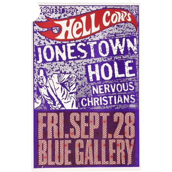 1990 HOLE Concert Poster Wall Art Print in Scarce Issue Courtney Love 24 x 36 Inch Poster