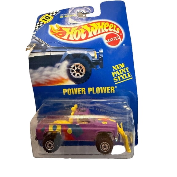 1990 Hot Wheels Blue Card Power Plower Collector #127 9580 Speed Points Card
