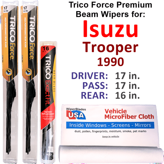 1990 Isuzu Trooper Performance Beam Wipers (Set of 3) w/Rear Wiper