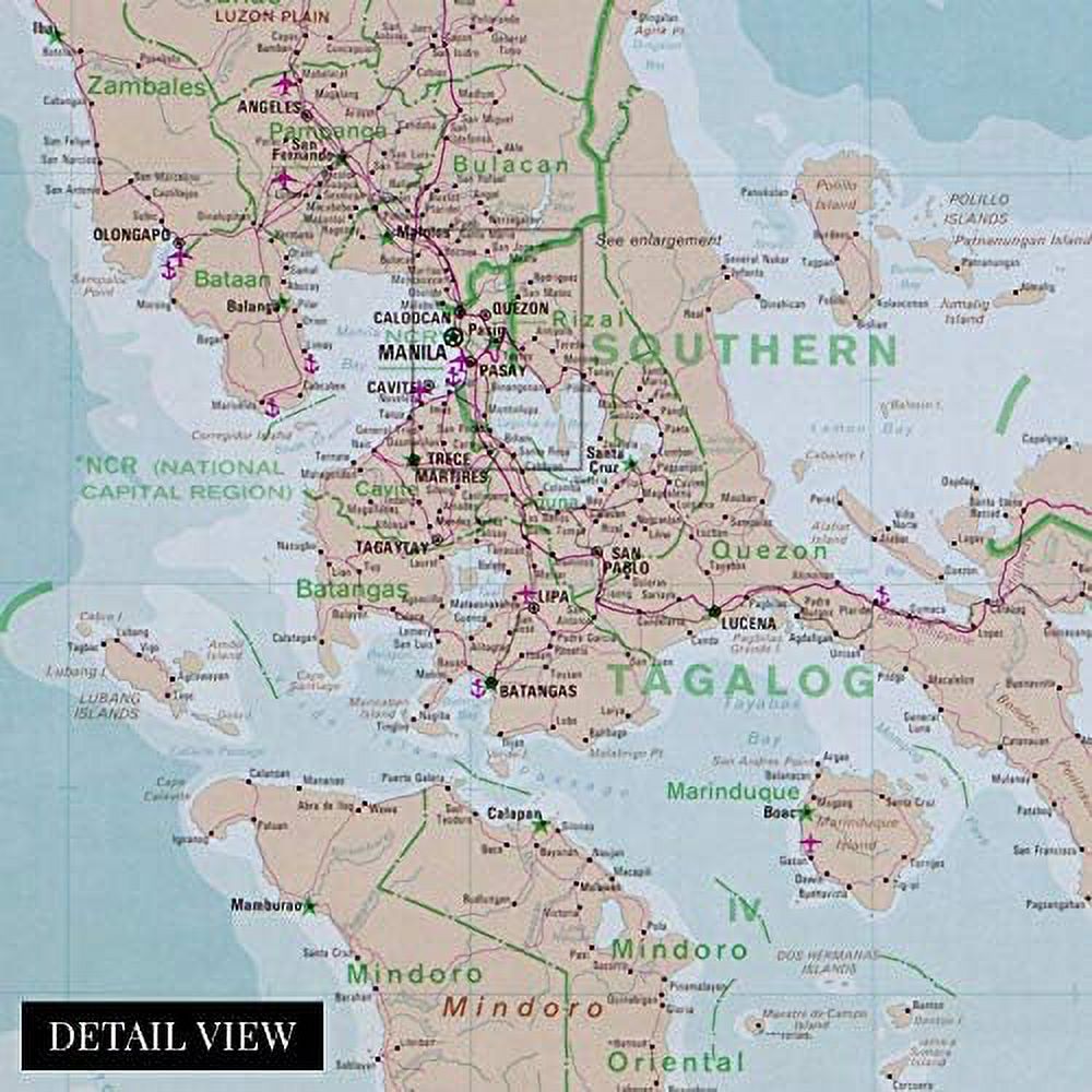 1990 Map Of The Philippines 24X36 Inch Philippine Islands Map