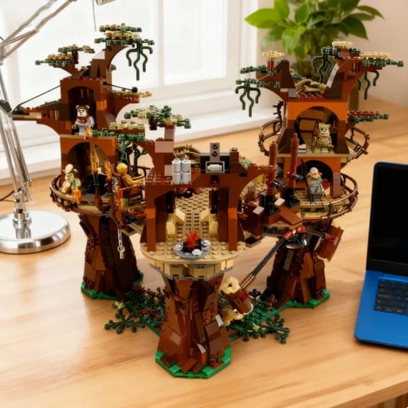 1990 Pieces of Ewok Bear Village Building Block Toys in Stock, Compatible with 10236 Christmas and Birthday Gifts