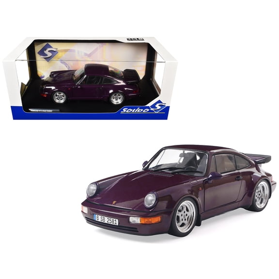 1990 Porsche 911 (964) Turbo Violet Blue Metallic 1/18 Diecast Model Car by Solido