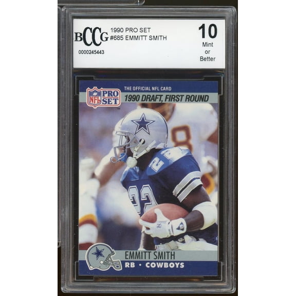 1990 Pro Set #685 Emmitt Smith Rookie Card BGS BCCG 10 Mint+