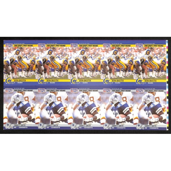 1990 Pro Set Un-cut Sheet w/ Emitt Smith RC