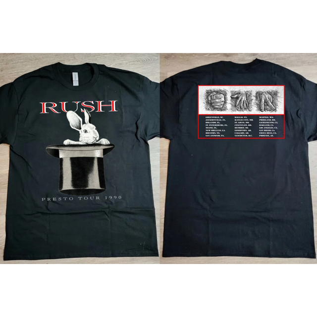 1990 Rush Rabit Presto North America Tour TShirt, Rush Band TShirt