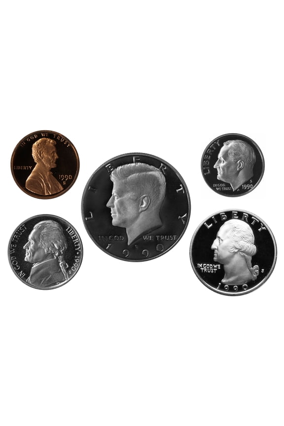 1990-S U.S. Proof Set - 5-Coin Clad Proof Year Set - Coins Only No OGP