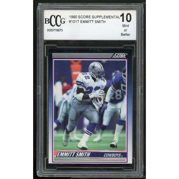 1990 Score Supplemental #101T Emmitt Smith Rookie Card BGS BCCG 10 Mint+