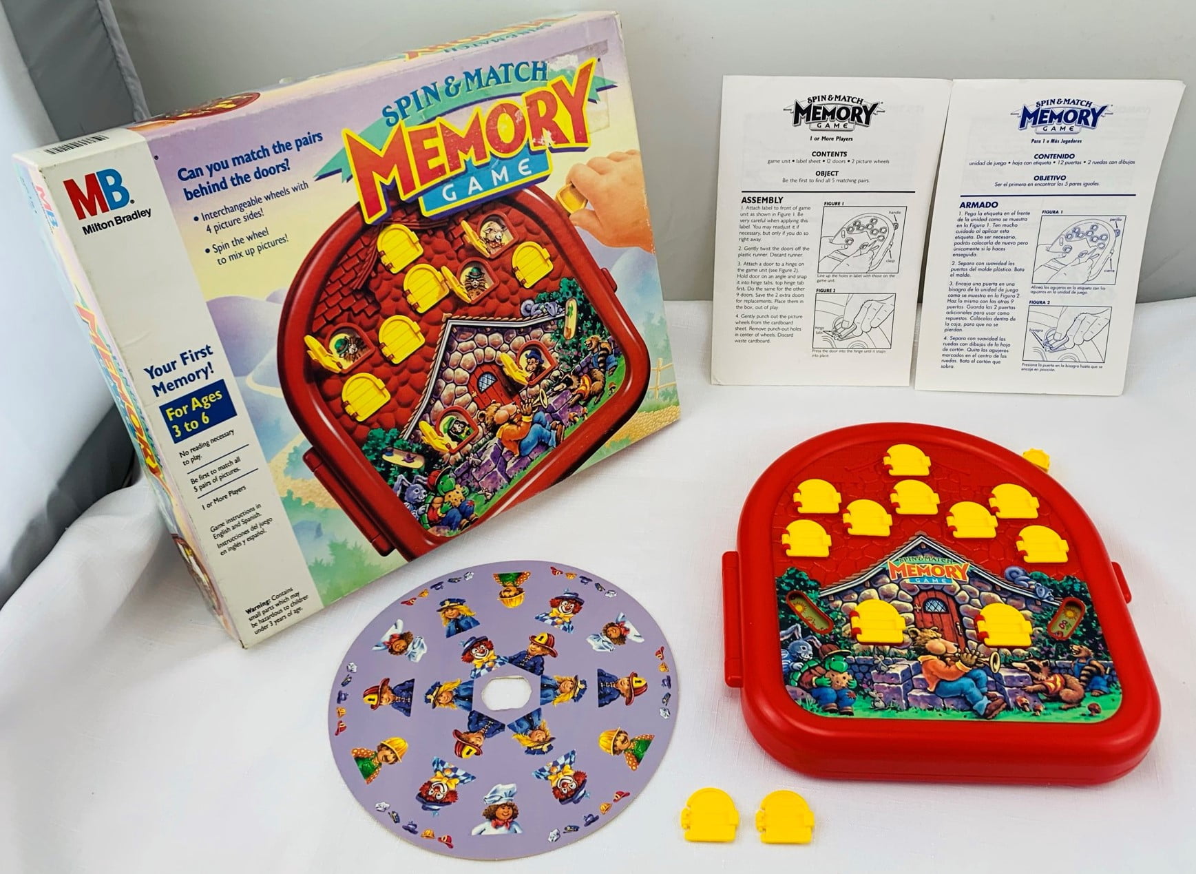 MO　海外版ゲームセット 1990 Spin & Match Memory Board Game Milton Bradley Complete