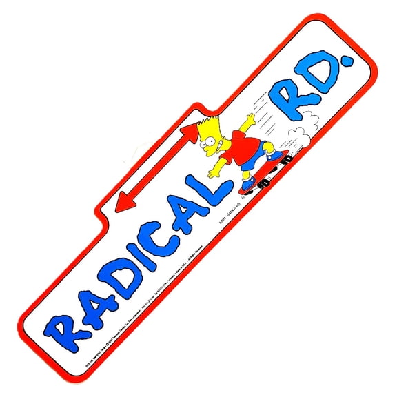 1990 The Simpsons Bart Simpson Street Sign Wall Decoration - Radical Rd. 4.75" X 18" Wide