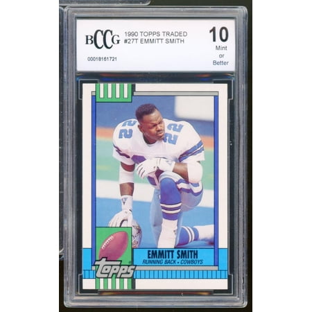 1990 Topps Traded #27T Emmitt Smith Rookie Card BGS BCCG 10 Mint+