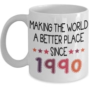 1990 Turning 29 Years Old Happy Birthday Coffee Mug Funny 29th Birthday Gift for Women and Men Gift Tea Cup Idea for a Joke Celebration Best Adult