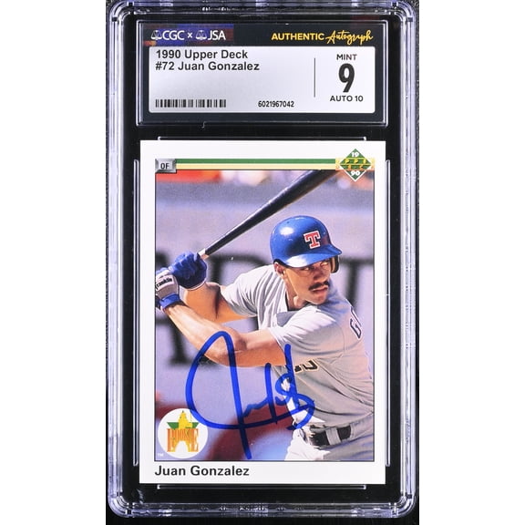 1990 Upper Deck Juan Gonzalez #72 CGC 9 JSA Auto 10