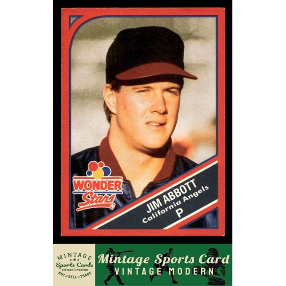 1990 Wonder Bread Stars Jim Abbott #3 California Angels Baseball Card Excellent