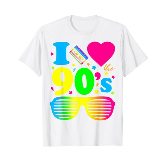 1990's 90s T-Shirt I Heart the Nineties T-Shirt I Love 90s Birthday Colorful Shirts