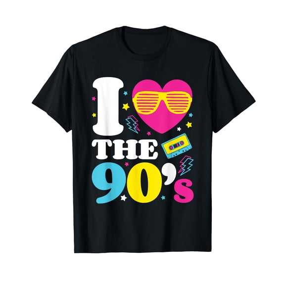 1990's 90s TShirt I Heart the Nineties Black T-Shirt