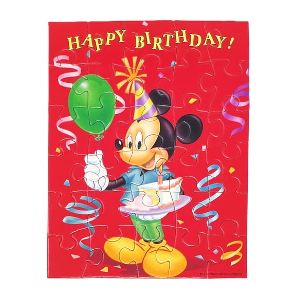 1990's Disney Mickey Mouse Birthday Card Jigsaw Puzzle & Envelope