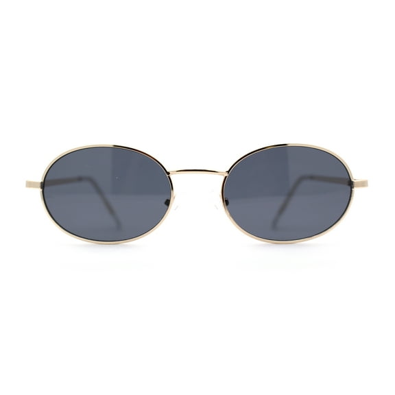 1990s Dad Shade Round Oval Metal Rim Sunglasses Gold Black