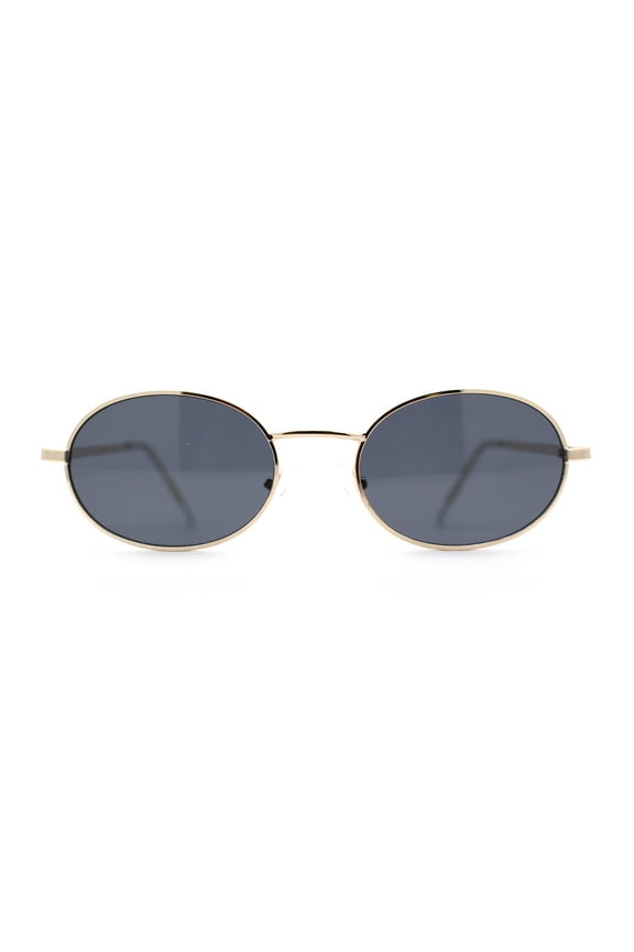 1990s Dad Shade Round Oval Metal Rim Sunglasses Gold Black
