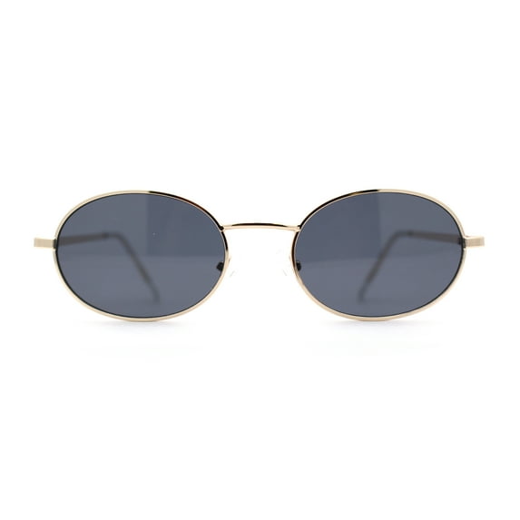 1990s Dad Shade Round Oval Metal Rim Sunglasses Gold Black