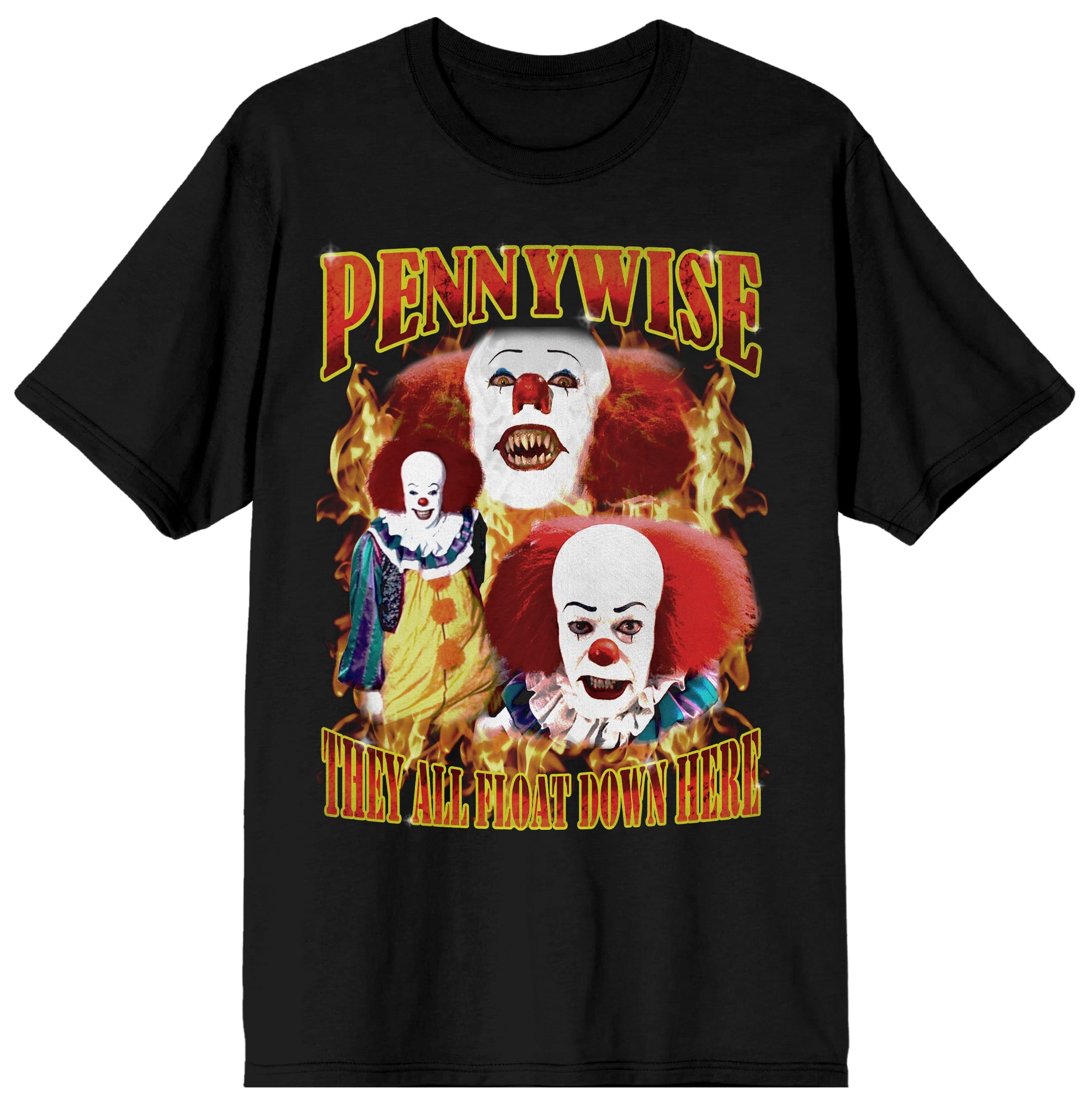 1990s IT Pennywise Flames Men's Black Crew Neck Tee - S - Walmart.com