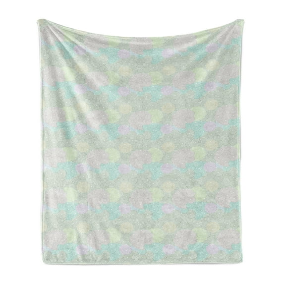 1990s Soft Flannel Fleece Blanket, Abstract Style Arrangement with Bullseye Lines Pastel Toned Colorful Design Geometric, Cozy Plush for Indoor and Outdoor Use, 50" x 70", Multicolor, by Ambesonne