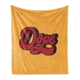 thumbnail image 1 of 1990s Soft Flannel Fleece Blanket, Hand Drawn Dope Words Slang Design with Mustard Toned Background Cursive, Cozy Plush for Indoor and Outdoor Use, 70" x 90", Vermilion and Mustard, by Ambesonne, 1 of 5