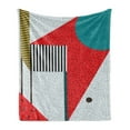 thumbnail image 1 of 1990s Soft Flannel Fleece Throw Blanket, Abstract Modern Art Composition with Geometric Shapes Illustration, Cozy Plush for Indoor and Outdoor Use, 50" x 70", Vermilion Teal, by Ambesonne, 1 of 5
