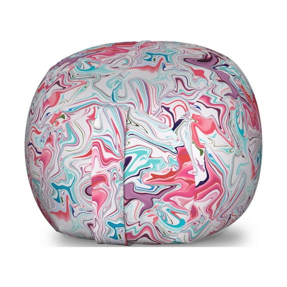 1990s Storage Toy Bag Chair, Abstract Marble Effect with Color Transitions Pastel Toned Illustration Psychedelic, Stuffed Animal Organizer Washable Bag, Small Size, Multicolor, by Ambesonne