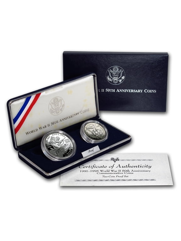 1991-1995 2-Coin World War II Proof Set (w/Box & COA)