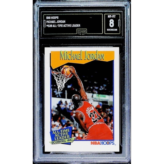 1991-92 Hoops All-Time Active Leader Michael Jordan Chicago Bulls #536 GMA 8 NM-MT Trading Card