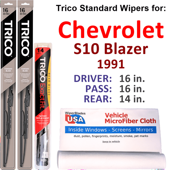 1991 Chevrolet S10 Blazer Wiper Blades (Set of 3) w/Rear Wiper
