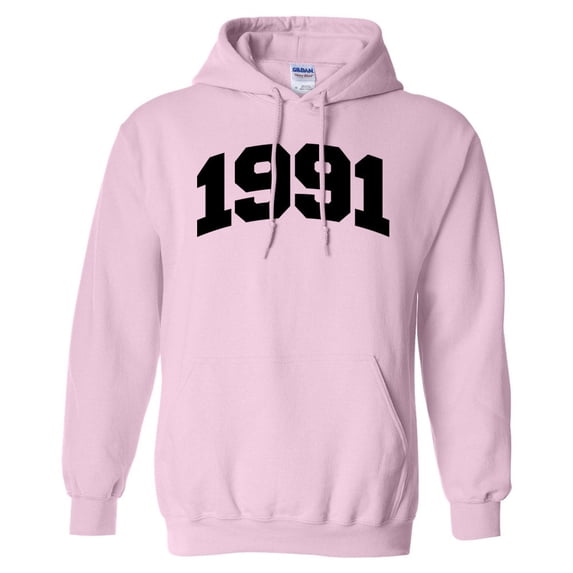 1991 College Style Hoodie Sweatshirt Unisex Medium Pink