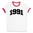 thumbnail image 1 of 1991 College Style Ringer Tee Shirt Unisex 2X-Large White/Red, 1 of 5
