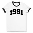 thumbnail image 1 of 1991 College Style Ringer Tee Shirt Unisex Medium White/Black, 1 of 5