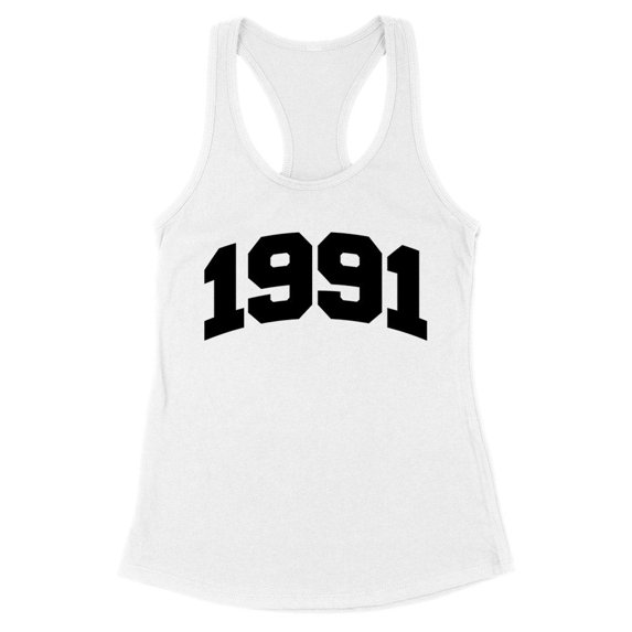 1991 College Style Tank Top Fitted Racerback Women's Large White