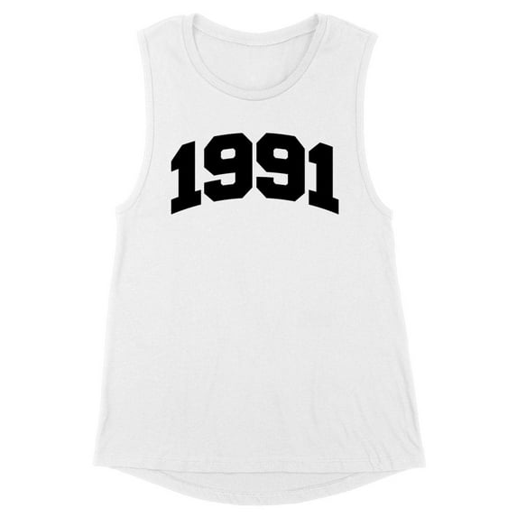 1991 College Style Women's Muscle Tank Large White