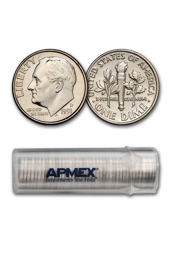 1991-D Roosevelt Dime 50-Coin Roll BU