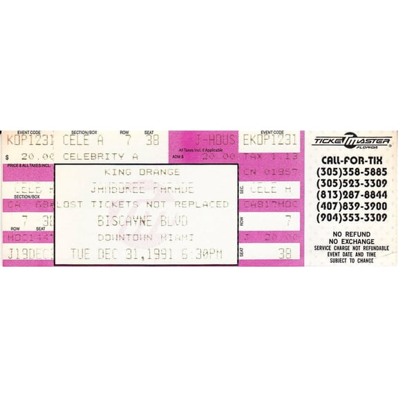 1991 King Orange Jamboree Parade full ticket (1992 Orange Bowl)