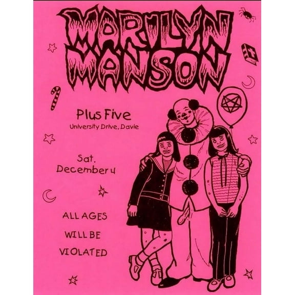 1991 MARILYN MANSON CONCERT POSTER WALL ART PRINT DAVIE FLORIDA ES 11 x 17 Inch Poster