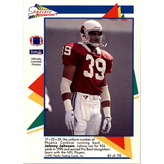 1991 Pacific Flash Cards #5 Johnny Johnson NFL Football Trading Card