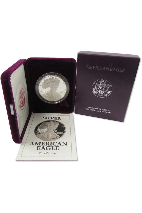 1991 S American Silver Eagle Choice Proof Bullion $1 Coin OGP COA