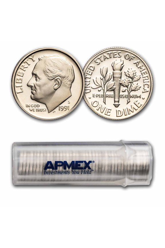 1991-S Roosevelt Dime 50-Coin Roll Proof