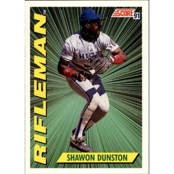 1991 Score #413 Shawon Dunston RIF UER In the baseball, should say in baseball MLB Baseball Trading Card