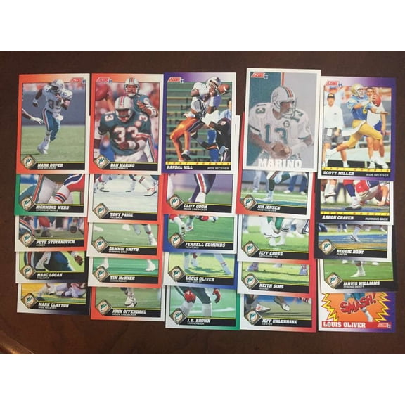 1991 Score Football Miami Dolphins Team Set MINT Dan Marino