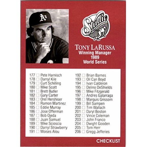 1991 Studio #263 Tony LaRussa MG CL MLB Baseball Trading Card
