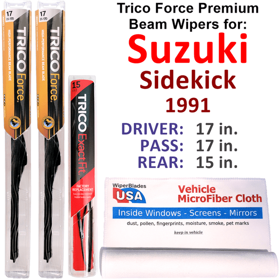 1991 Suzuki Sidekick Performance Beam Wipers (Set of 3) w/Rear Wiper