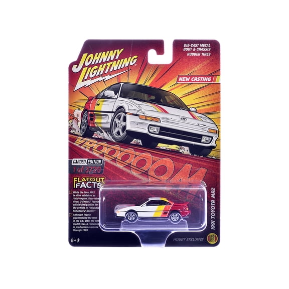 1991 Toyota MR2 White with Stripes "Hobby Exclusive" Series Limited Edition to 3720 pieces Worldwide 1/64 Diecast Model Car by Johnny Lightning