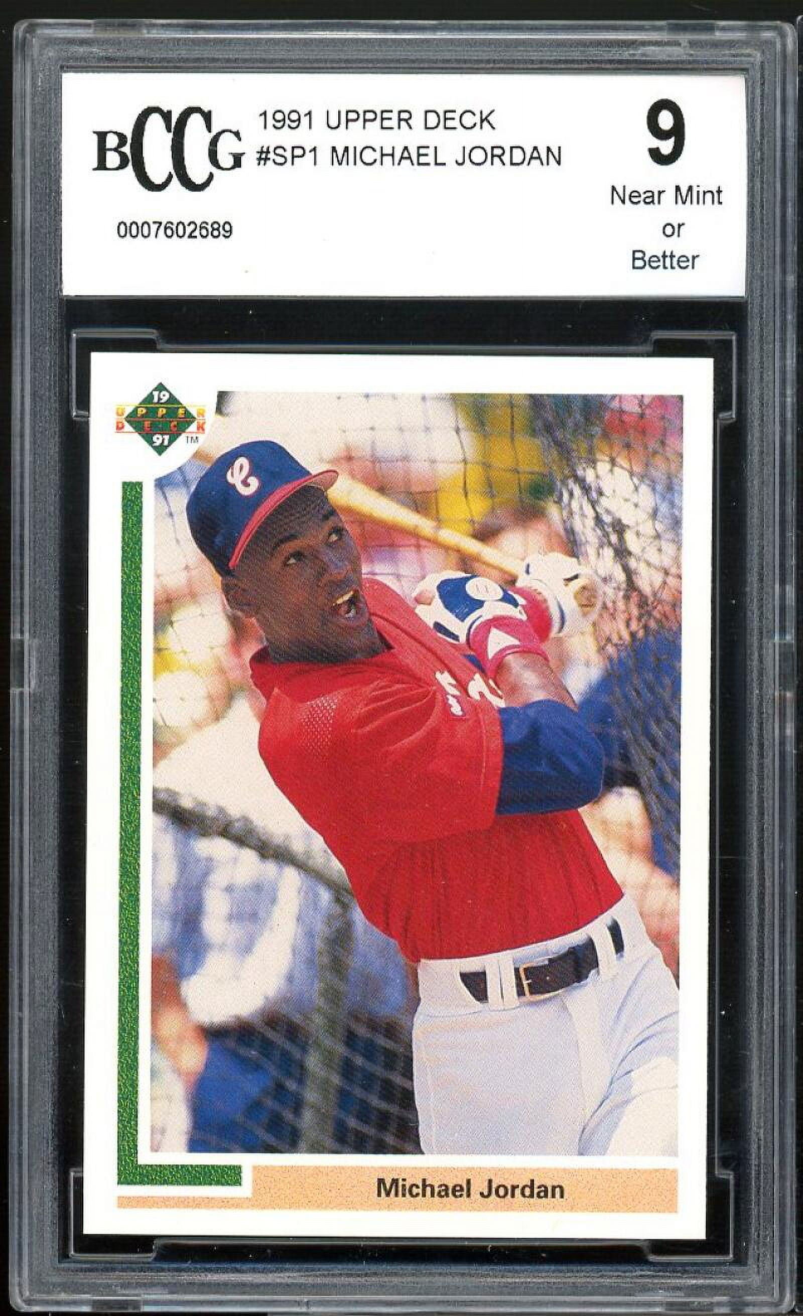1991 Upper Deck #SP1 Michael Jordan Baseball Rookie Card BGS BCCG 9 Near Mint+