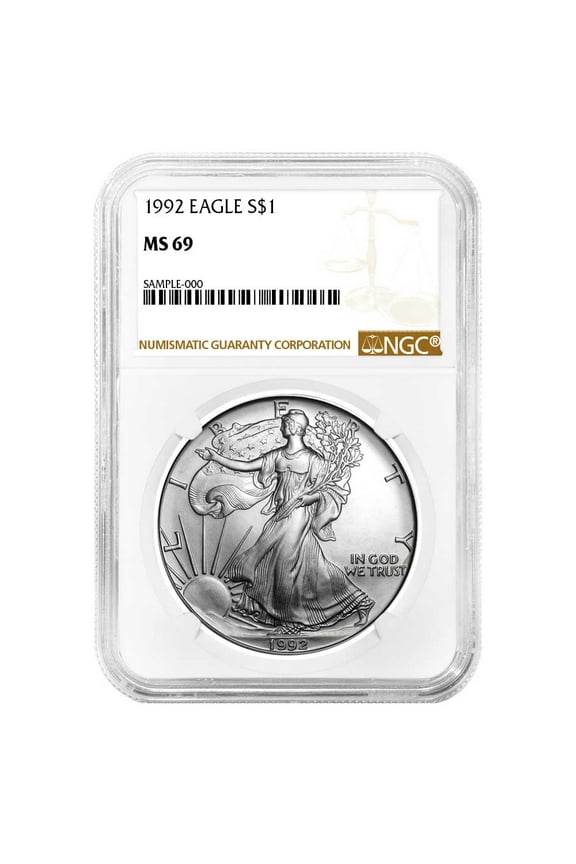 1992 $1 American Silver Eagle NGC MS69 Brown Label